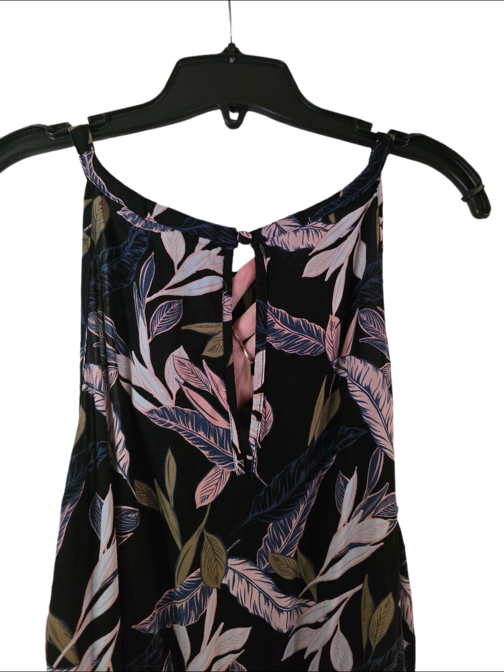 torrid Black High-Low Dress Summer Dress with Pink & Olive Leaf Print - Picture 3 of 7